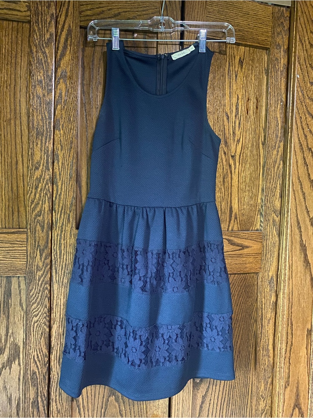 Lush fit flare mini dress with embroidered lace